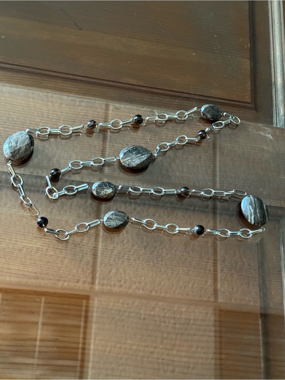 Premier Designs Silver-Tone Necklace with Black and Gray Disc Accents